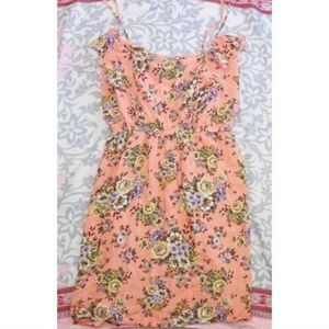 Rue 21 Peach Floral Strappy Summer Dress sz L